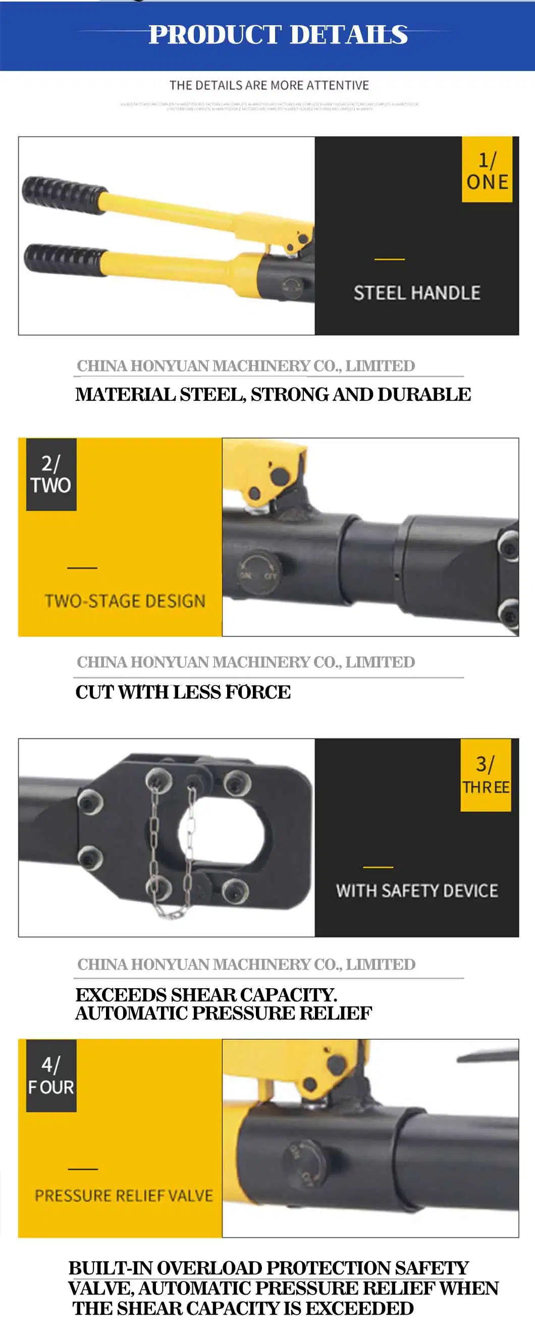 Portable Steel Rebar Dia 16mm Haidrolic Cutting Tool Rod Hydraulic Rebars Cutter